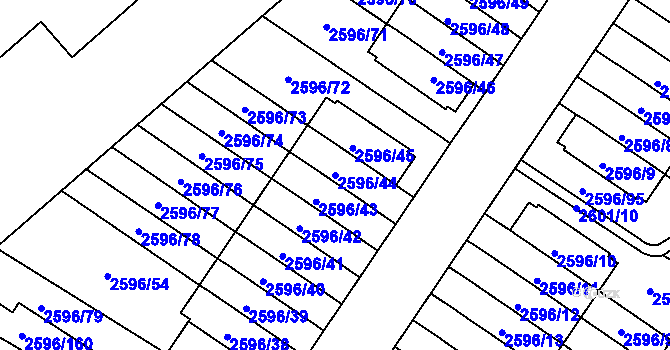 Parcela st. 2596/44 v KÚ Kobylisy, Katastrální mapa