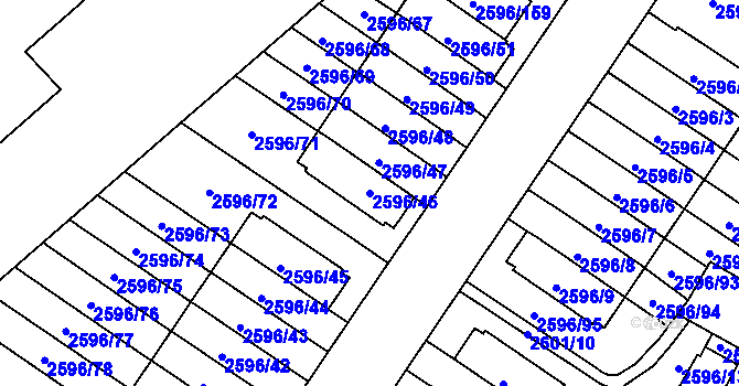 Parcela st. 2596/46 v KÚ Kobylisy, Katastrální mapa