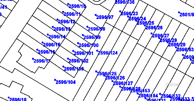 Parcela st. 2596/124 v KÚ Kobylisy, Katastrální mapa