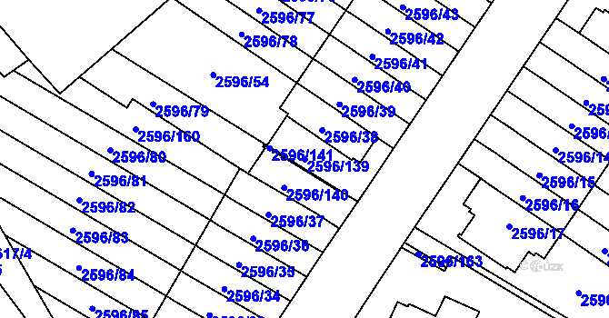 Parcela st. 2596/139 v KÚ Kobylisy, Katastrální mapa