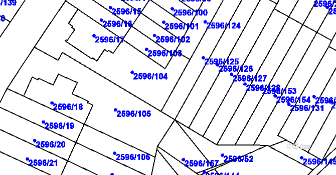 Parcela st. 2596/148 v KÚ Kobylisy, Katastrální mapa
