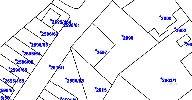 Parcela st. 2597 v KÚ Kobylisy, Katastrální mapa