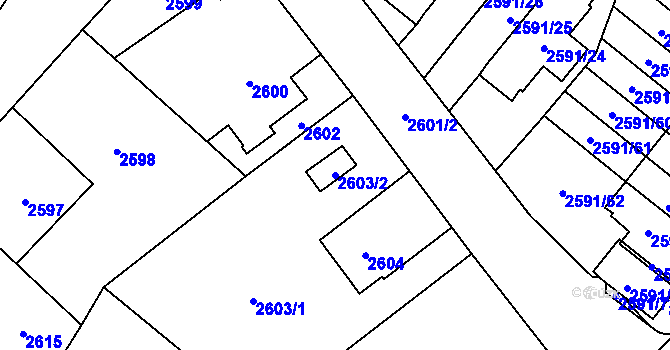 Parcela st. 2603/2 v KÚ Kobylisy, Katastrální mapa