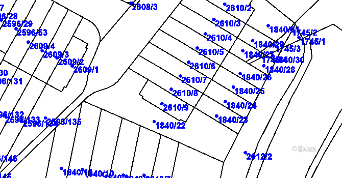Parcela st. 2610/8 v KÚ Kobylisy, Katastrální mapa
