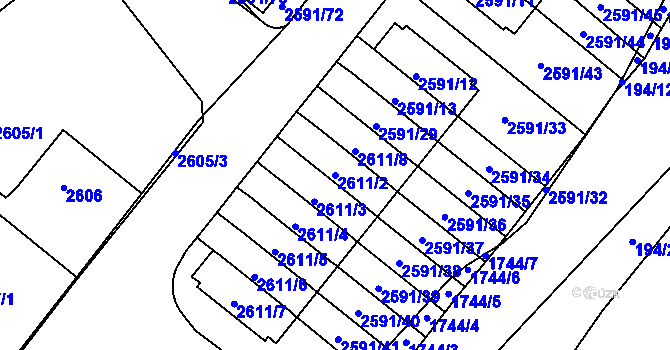 Parcela st. 2611/2 v KÚ Kobylisy, Katastrální mapa