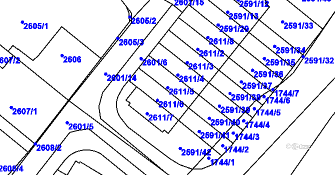 Parcela st. 2611/5 v KÚ Kobylisy, Katastrální mapa