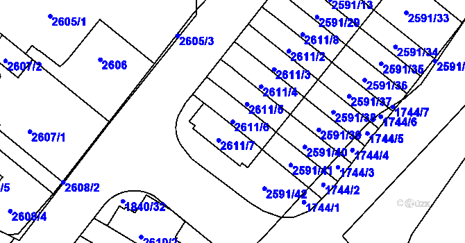 Parcela st. 2611/6 v KÚ Kobylisy, Katastrální mapa