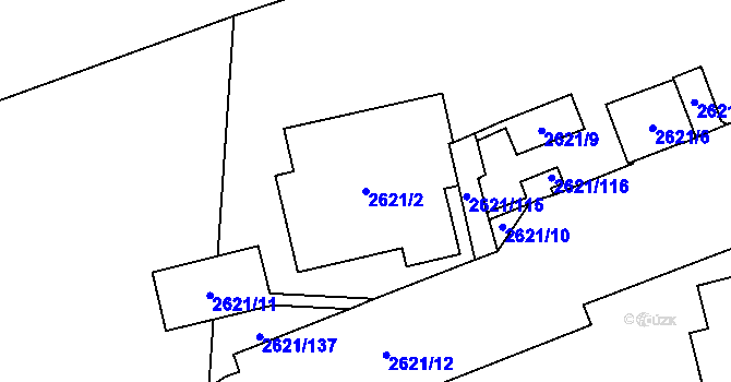 Parcela st. 2621/2 v KÚ Kobylisy, Katastrální mapa