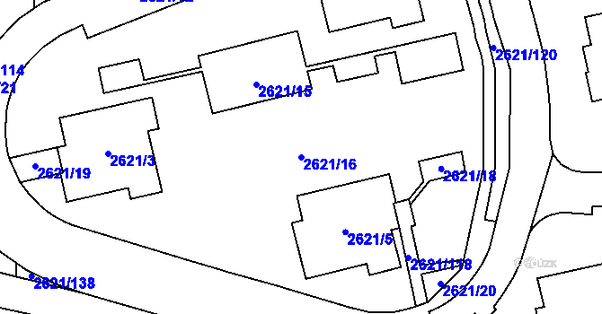 Parcela st. 2621/16 v KÚ Kobylisy, Katastrální mapa