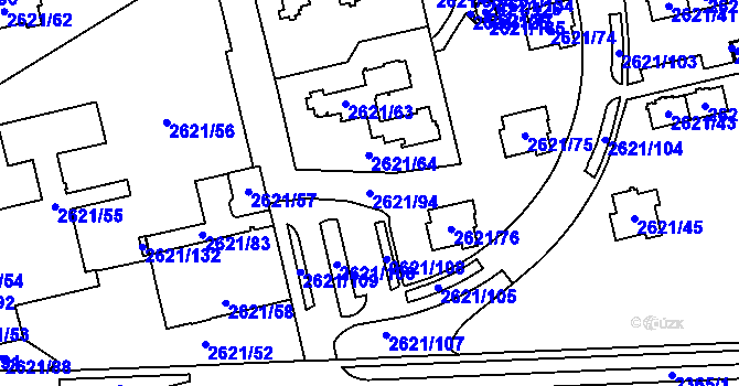 Parcela st. 2621/94 v KÚ Kobylisy, Katastrální mapa