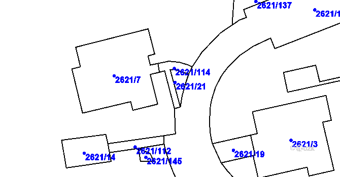 Parcela st. 2621/113 v KÚ Kobylisy, Katastrální mapa