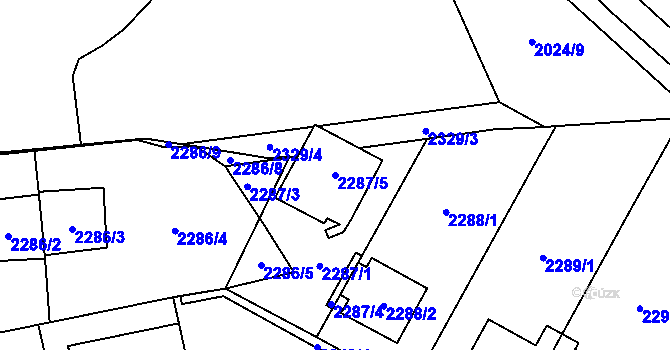 Parcela st. 2287/5 v KÚ Kobylisy, Katastrální mapa