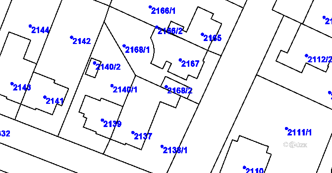 Parcela st. 2168/2 v KÚ Kobylisy, Katastrální mapa