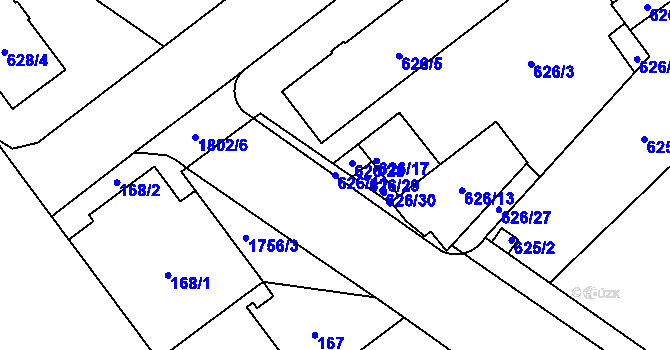 Parcela st. 626/11 v KÚ Kobylisy, Katastrální mapa