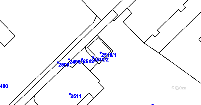 Parcela st. 2510/1 v KÚ Kobylisy, Katastrální mapa