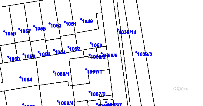 Parcela st. 1068/6 v KÚ Kobylisy, Katastrální mapa