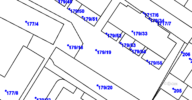 Parcela st. 179/19 v KÚ Kobylisy, Katastrální mapa