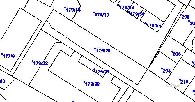Parcela st. 179/20 v KÚ Kobylisy, Katastrální mapa