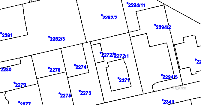 Parcela st. 2272/3 v KÚ Kobylisy, Katastrální mapa