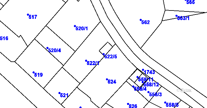 Parcela st. 522/5 v KÚ Kobylisy, Katastrální mapa
