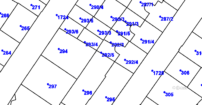 Parcela st. 292/5 v KÚ Kobylisy, Katastrální mapa
