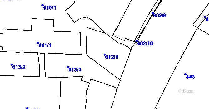 Parcela st. 612/1 v KÚ Kobylisy, Katastrální mapa