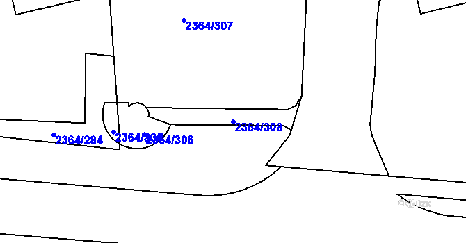 Parcela st. 2364/308 v KÚ Kobylisy, Katastrální mapa