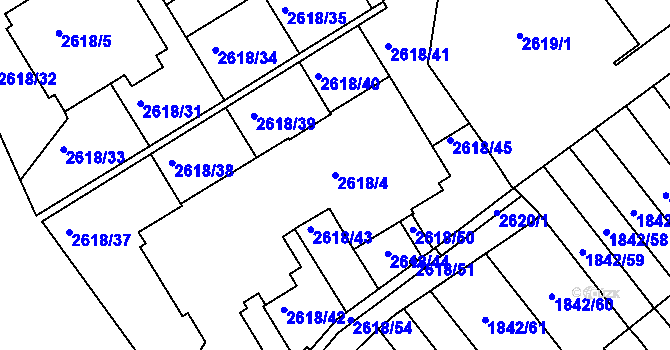 Parcela st. 2618/4 v KÚ Kobylisy, Katastrální mapa