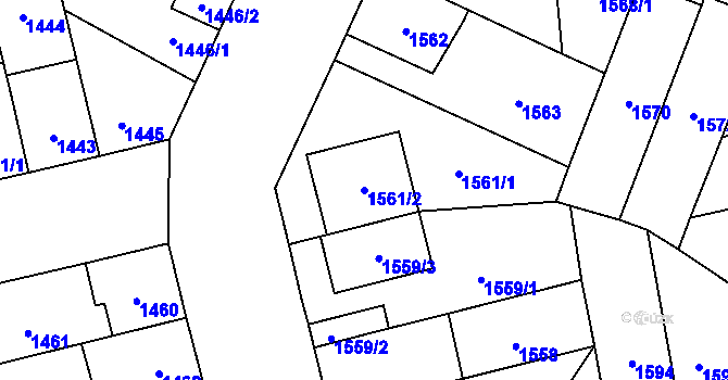 Parcela st. 1561/2 v KÚ Kobylisy, Katastrální mapa