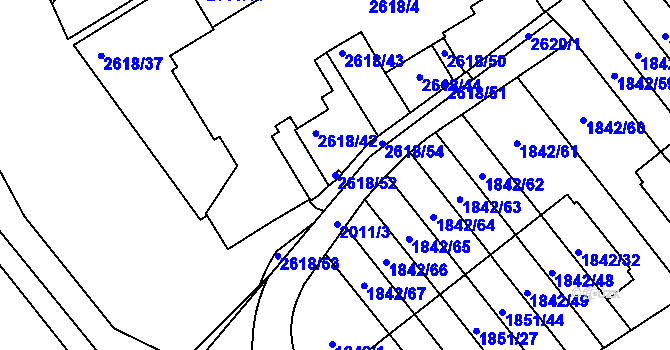 Parcela st. 2618/52 v KÚ Kobylisy, Katastrální mapa