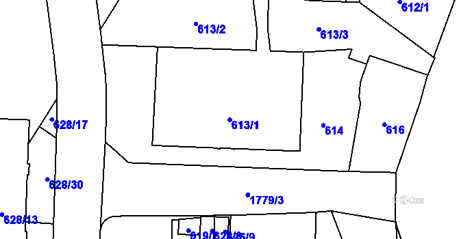 Parcela st. 613/1 v KÚ Kobylisy, Katastrální mapa