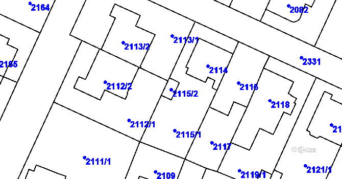 Parcela st. 2115/2 v KÚ Kobylisy, Katastrální mapa