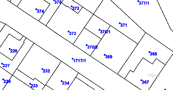 Parcela st. 370/2 v KÚ Kobylisy, Katastrální mapa