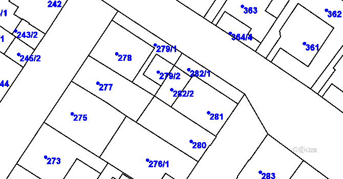 Parcela st. 282/2 v KÚ Kobylisy, Katastrální mapa