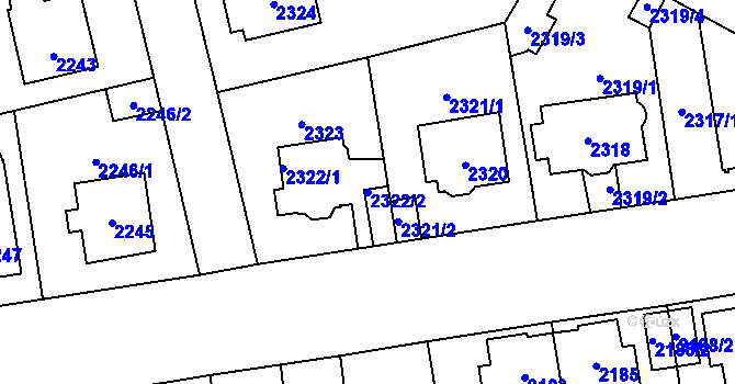 Parcela st. 2322/2 v KÚ Kobylisy, Katastrální mapa