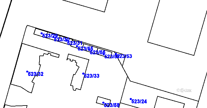 Parcela st. 523/57 v KÚ Bohnice, Katastrální mapa