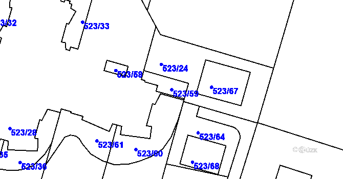 Parcela st. 523/59 v KÚ Bohnice, Katastrální mapa