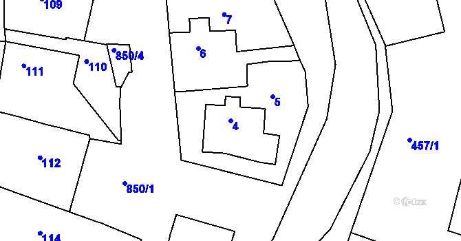Parcela st. 4 v KÚ Bohnice, Katastrální mapa