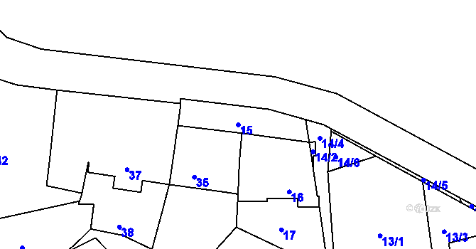Parcela st. 15 v KÚ Bohnice, Katastrální mapa