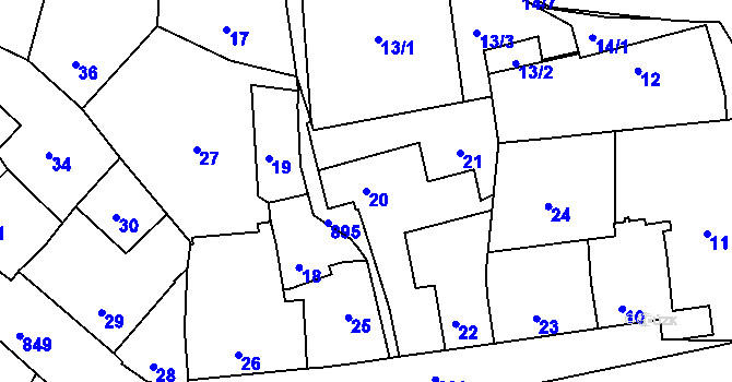 Parcela st. 20 v KÚ Bohnice, Katastrální mapa