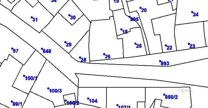 Parcela st. 26 v KÚ Bohnice, Katastrální mapa