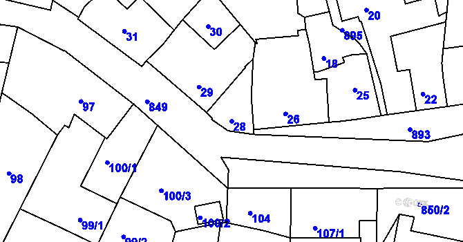 Parcela st. 28 v KÚ Bohnice, Katastrální mapa