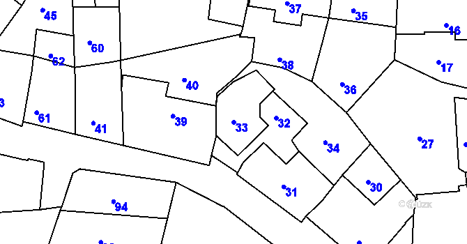 Parcela st. 33 v KÚ Bohnice, Katastrální mapa