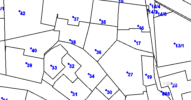 Parcela st. 36 v KÚ Bohnice, Katastrální mapa