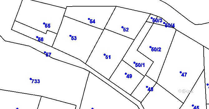 Parcela st. 51 v KÚ Bohnice, Katastrální mapa