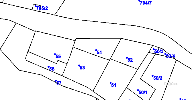 Parcela st. 54 v KÚ Bohnice, Katastrální mapa