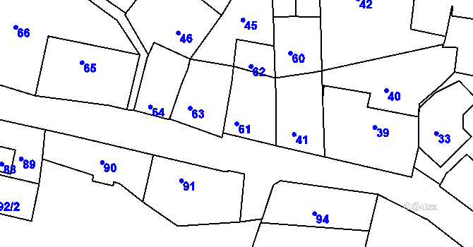 Parcela st. 61 v KÚ Bohnice, Katastrální mapa