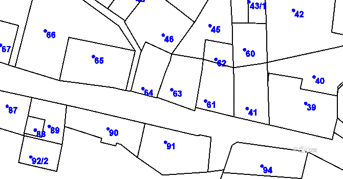 Parcela st. 63 v KÚ Bohnice, Katastrální mapa