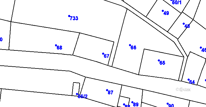 Parcela st. 67 v KÚ Bohnice, Katastrální mapa