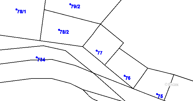 Parcela st. 77 v KÚ Bohnice, Katastrální mapa
